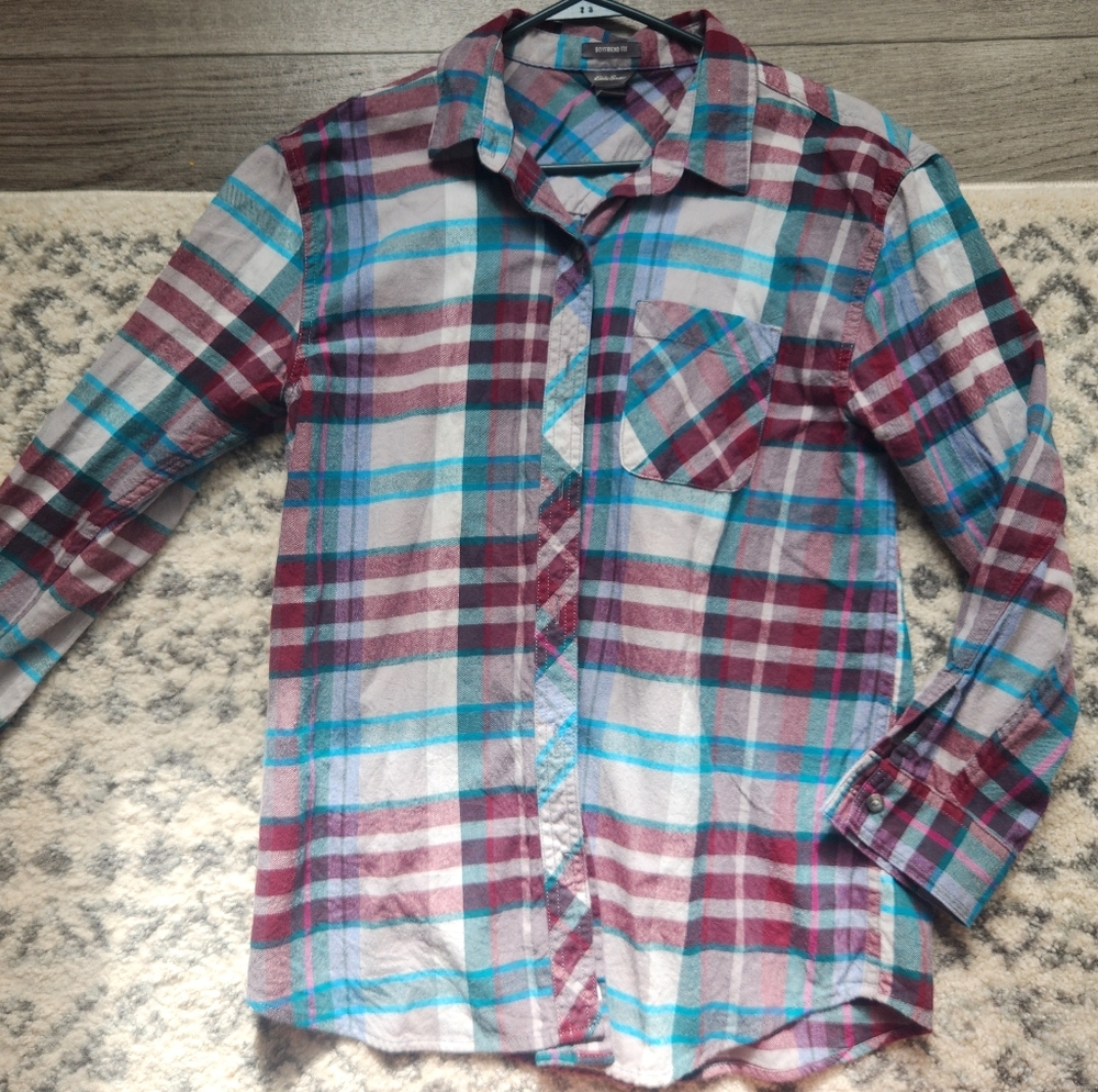 Eddie Bauer Boyfriend Fit Women's Plaid Shirt